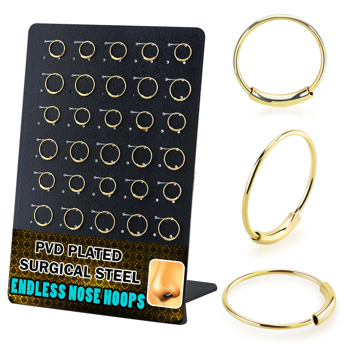 BOX 30 PEZZI Nose Ring in Acciaio D'ORATO