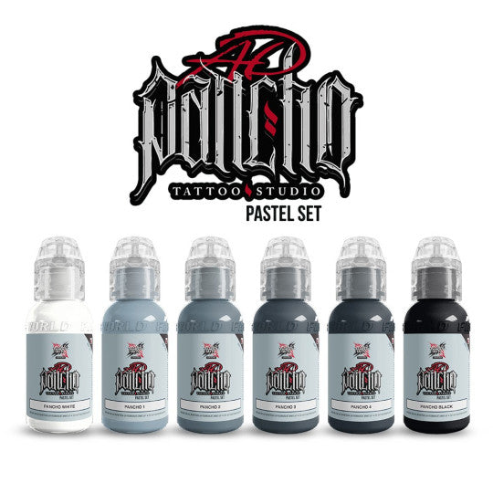 World Famous Limitless Tattoo Ink - A.D. Pancho Pastel Grey Set v2 - 6x 30 ml