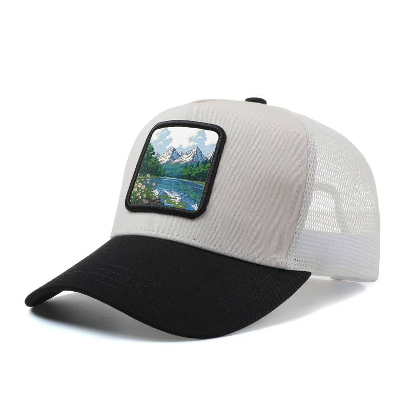 Cappellino da baseball da uomo e da donna "PAESAGGIO SUL LAGO MONTANO SOLEGGIATO"