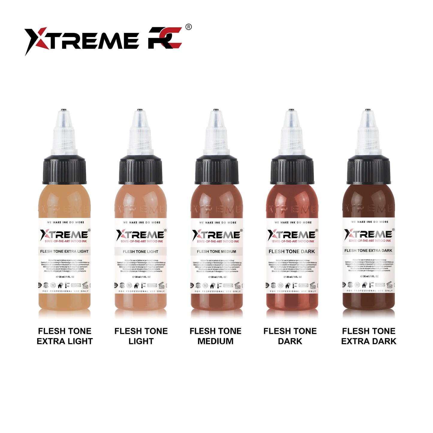 Xtreme Tattoo Ink - FLESH TONE SET 5 X 30ml