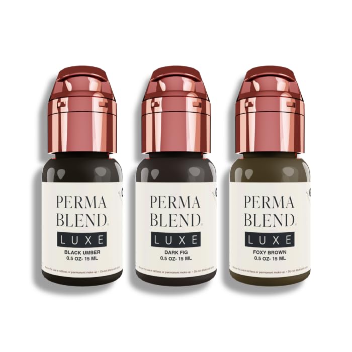 SET Perma Blend Luxe PMU Ink (SET Black Umber - Dark Fig - Foxy Brown) 15ml