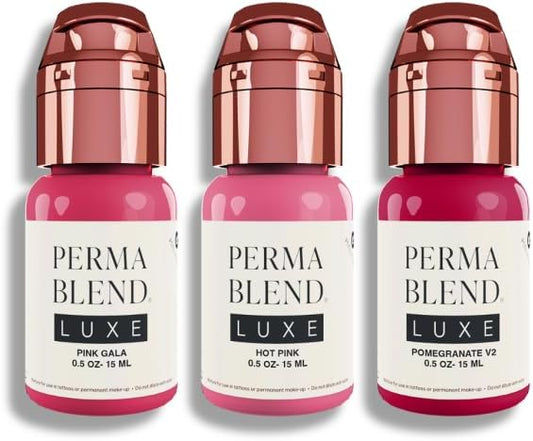 SET Perma Blend Luxe PMU Ink (SET Pink Gala - Hot Pink - Pomegranate V2) 15ml