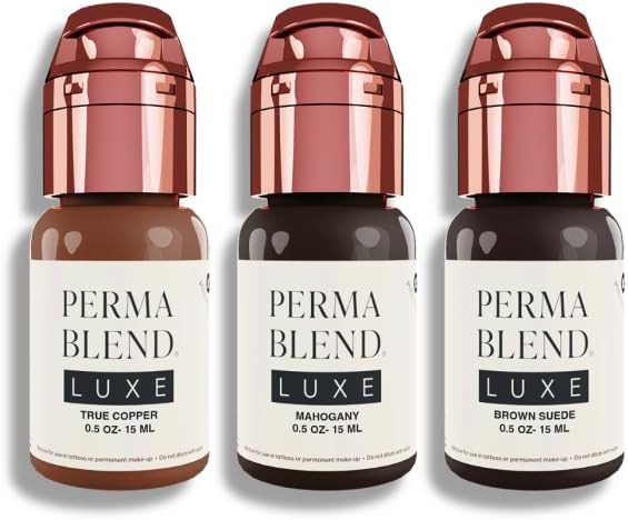 SET Perma Blend Luxe PMU Ink (SET True Copper - Mahogany - Brown Suede) 15ml