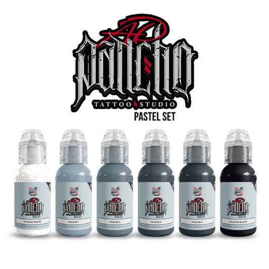 World Famous Limitless Tattoo Ink - A.D. Pancho Pastel Grey Set v2 - 6x 30 ml