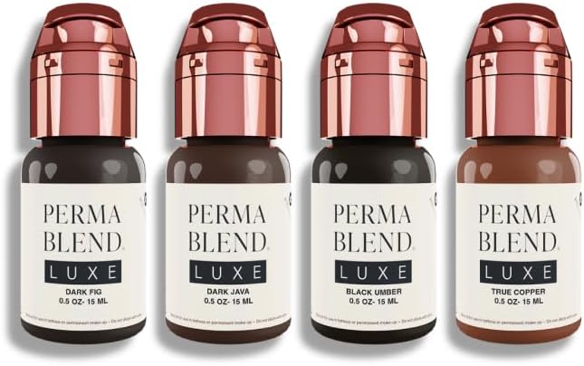 SET Perma Blend Luxe PMU Ink (SET Black Umber - True copper - Dark Java - Dark Fig) 15ml