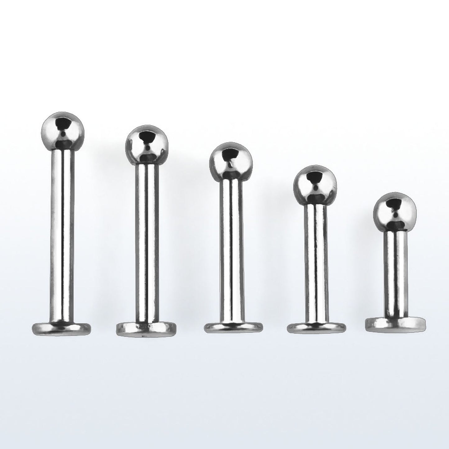 5 Pezzi Labret in Acciaio Chirurgico con spessore barretta 1,6mm pallina 3mm